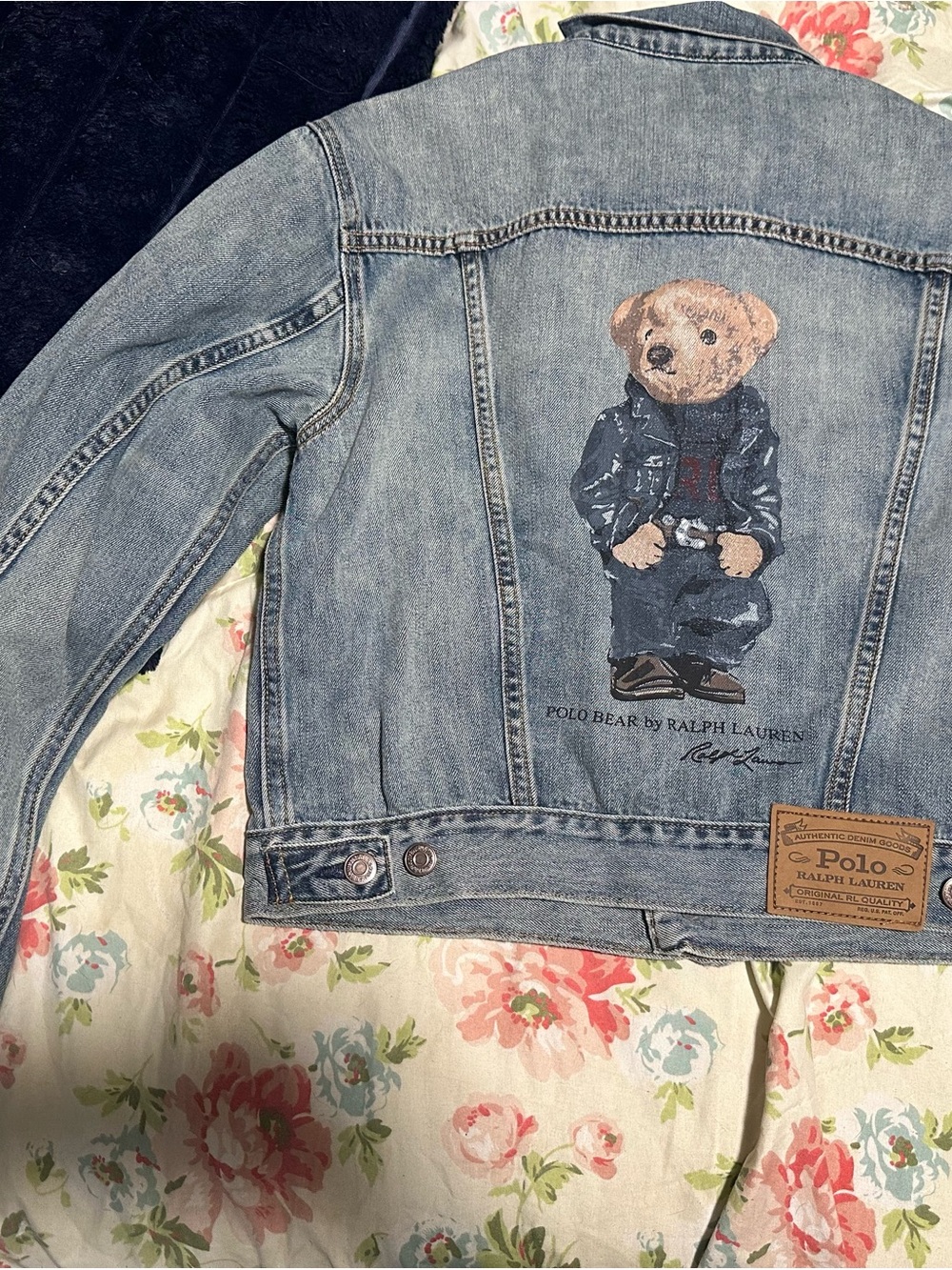 NEVER USEDPolo by Ralph Lauren Light Blue Denim Jacket with Polo Bear Print
